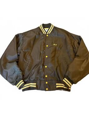 Vintage 90s West Wind Varsity Jacket Big 4 Rents Snap Front Black Large